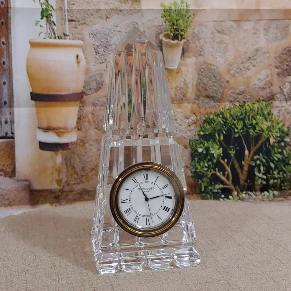 Waterford Crystal Obelisk Pyramid Clock - Picture 2 of 7